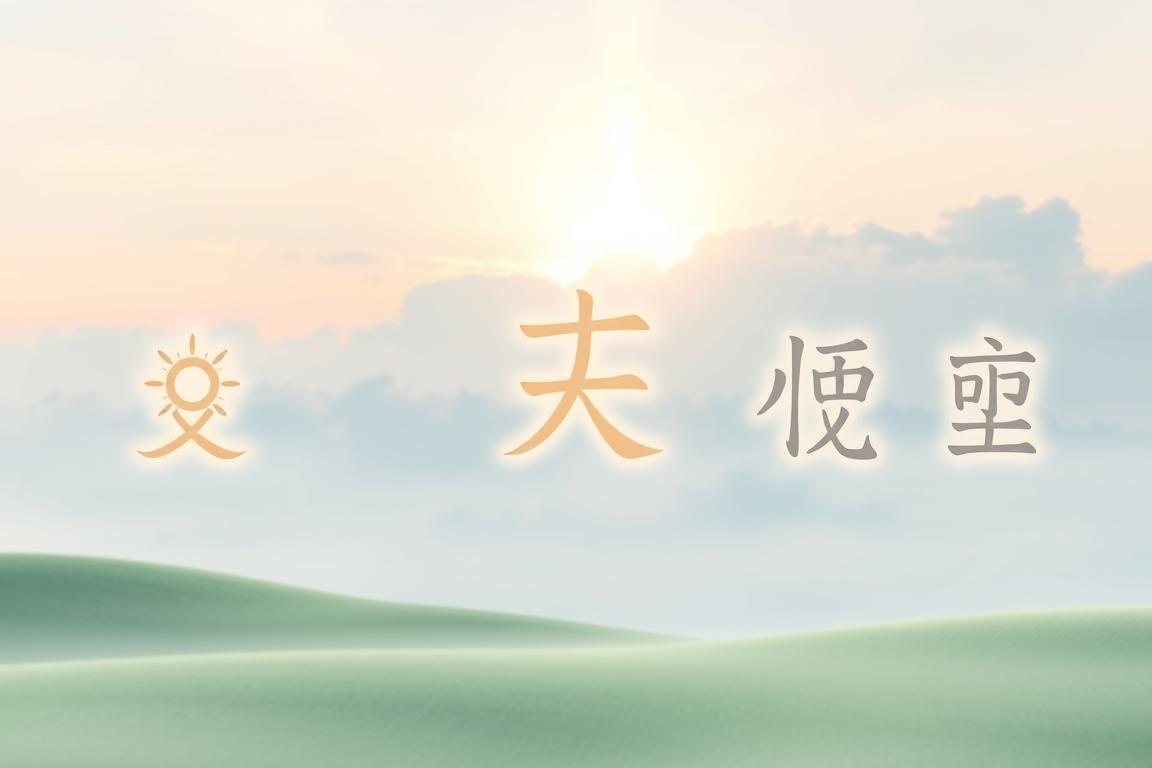 A serene and harmonious composition featuring the four main Reiki symbols: Cho Ku Rei, Sei He Ki, Hon Sha Ze Sho Nen, and the Distant Healing symbol. In the foreground, the symbols are elegantly drawn in soft, glowing lines, each one radiating a gentle light that reflects its unique energy. The middle layer includes a calming landscape with soft pastel colors—light blues and greens—suggestive of tranquility and healing. The background features ethereal clouds and a subtle sunbeam breaking through, creating a spiritual atmosphere. The image is bathed in soft, diffused lighting, reminiscent of a peaceful meditation space. Capture the essence of healing and balance, avoiding any distractions or text overlays.