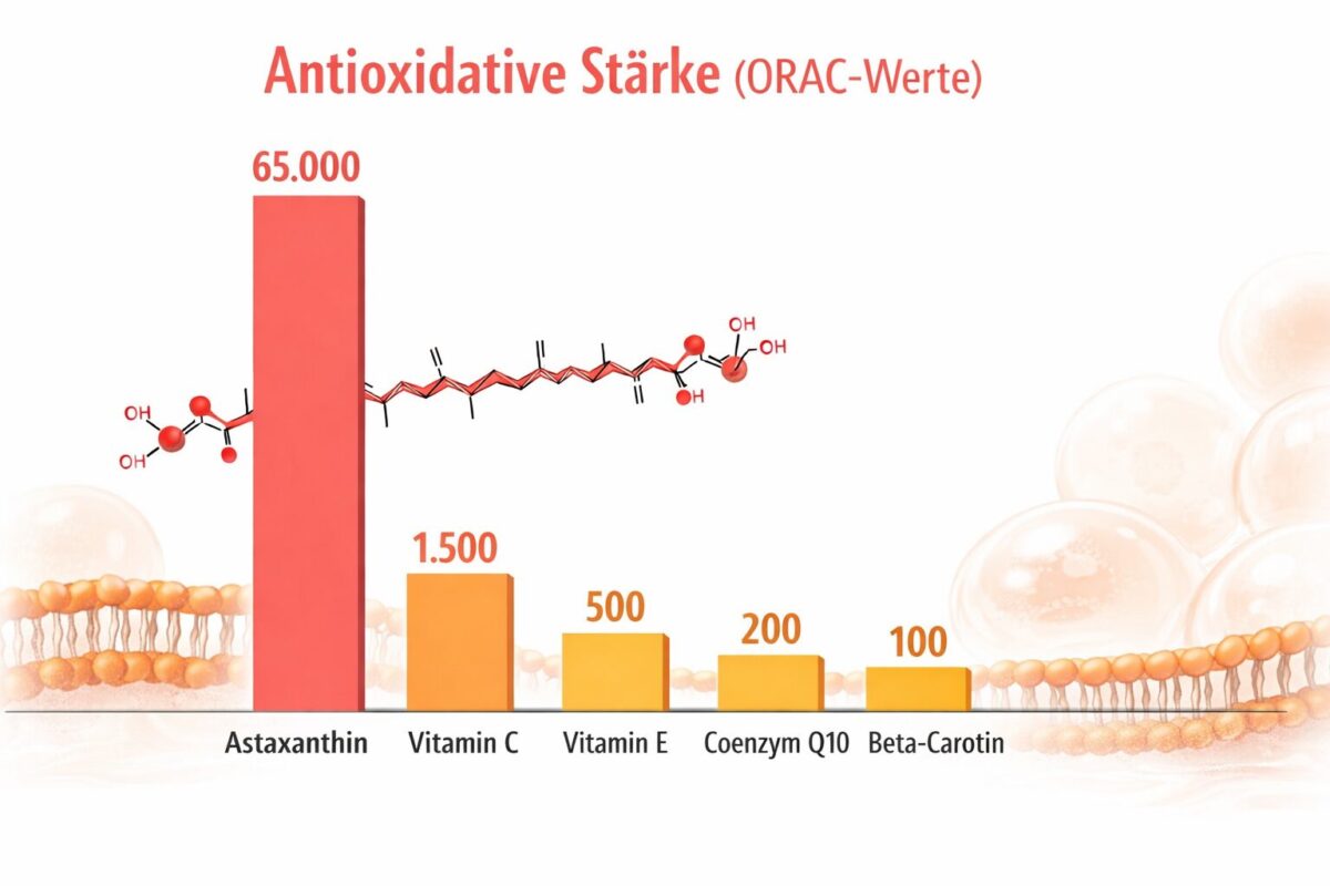 Detailed () infographic-style illustration showing a side-by-side antioxidant strength comparison chart with vertical bars
