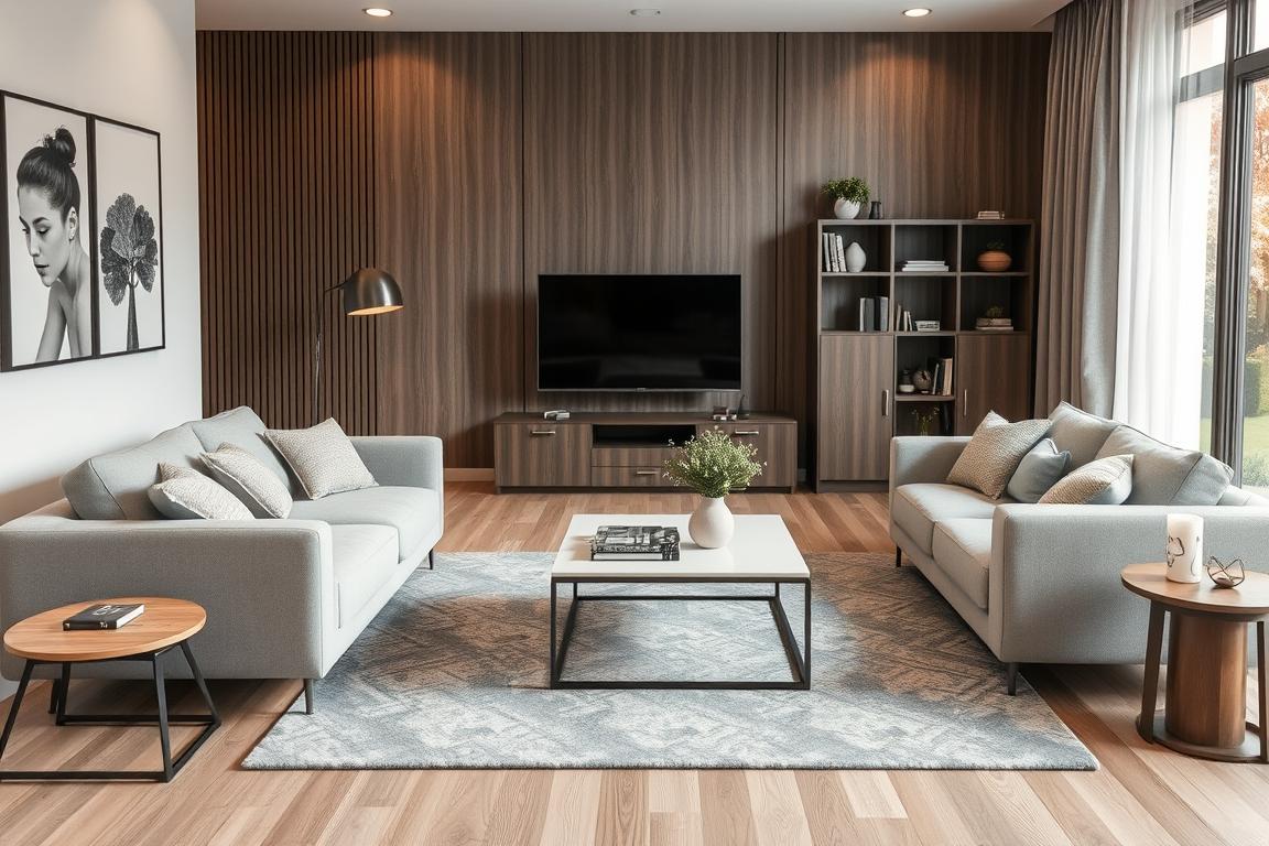 Ein Bild von einem Wohnzimmer mit multifunktionalen Möbeln