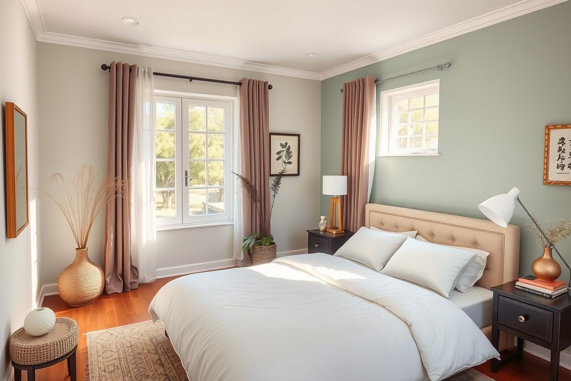 Ein Bild von einem harmonisch gestalteten Schlafzimmer nach Feng Shui Prinzipien