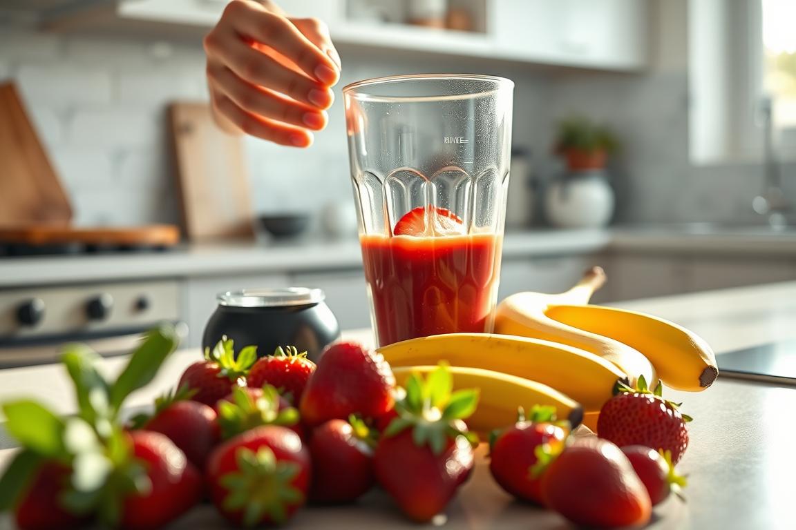 Erdbeer-Bananen-Smoothie Zubereitung