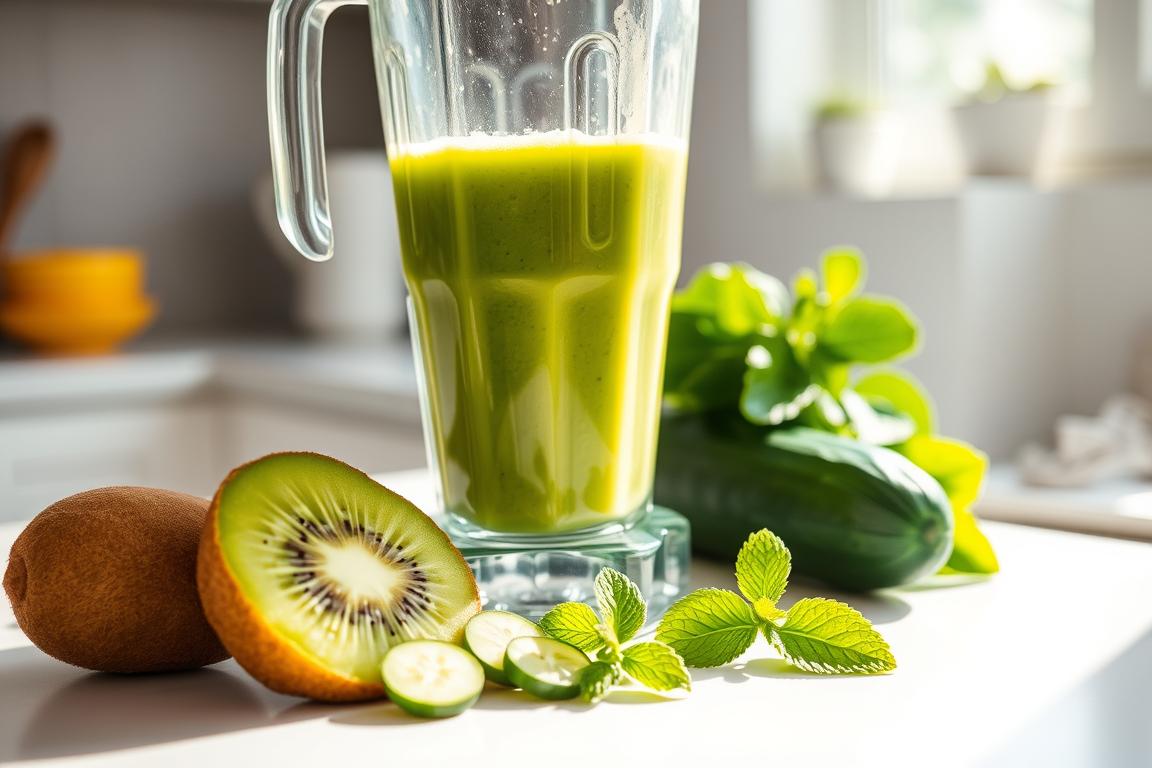 Kiwi-Gurke-Minz-Smoothie Zubereitung