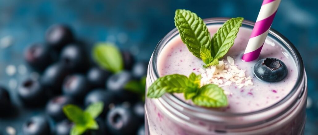 Kokos-Blaubeer-Smoothie-Rezept Kokos-Blaubeer-Smoothie Rezept