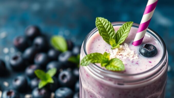 Kokos-Blaubeer-Smoothie Rezept