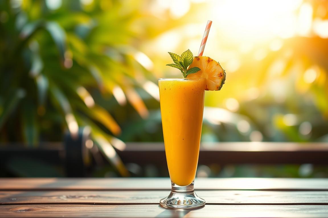 Tropischer Smoothie mit Mango und Ananas