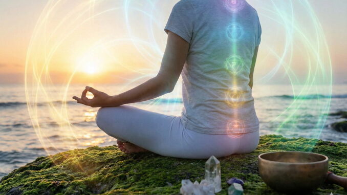 Praktizierende bei der Energiearbeit für mehr innere Balance