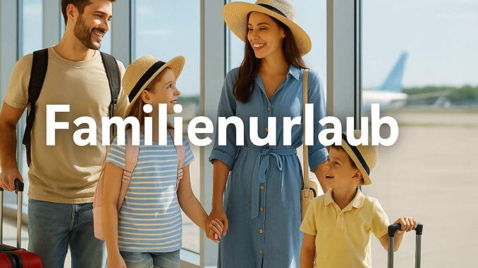 Familie plant entspannt ihren gemeinsamen Urlaub