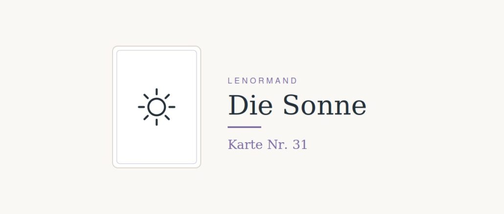 Lenormandkarte Die Sonne, Nummer 31