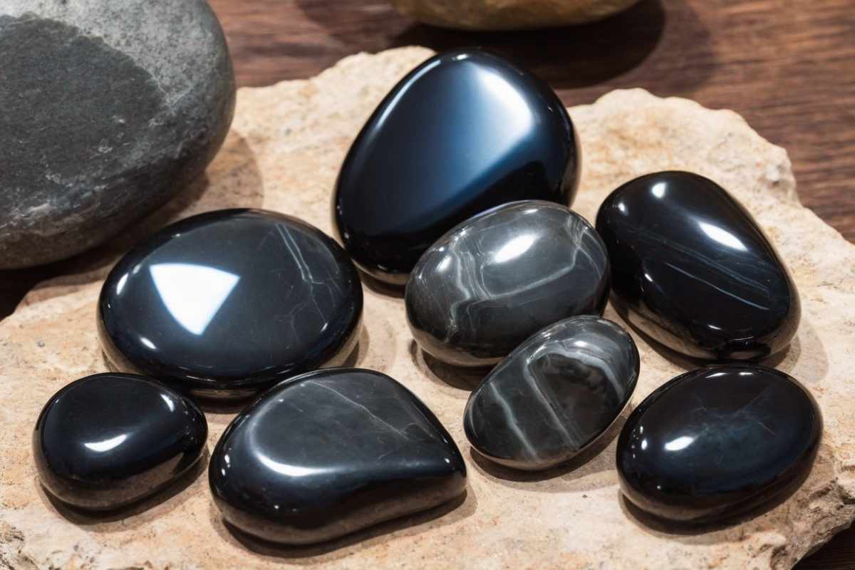 Verschiedene farben und Formen vom Heilstein Obsidian