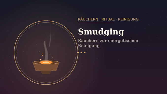 Räucherschale mit aufsteigendem Rauch in Federform, Symbolbild für Smudging und energetische Reinigung
