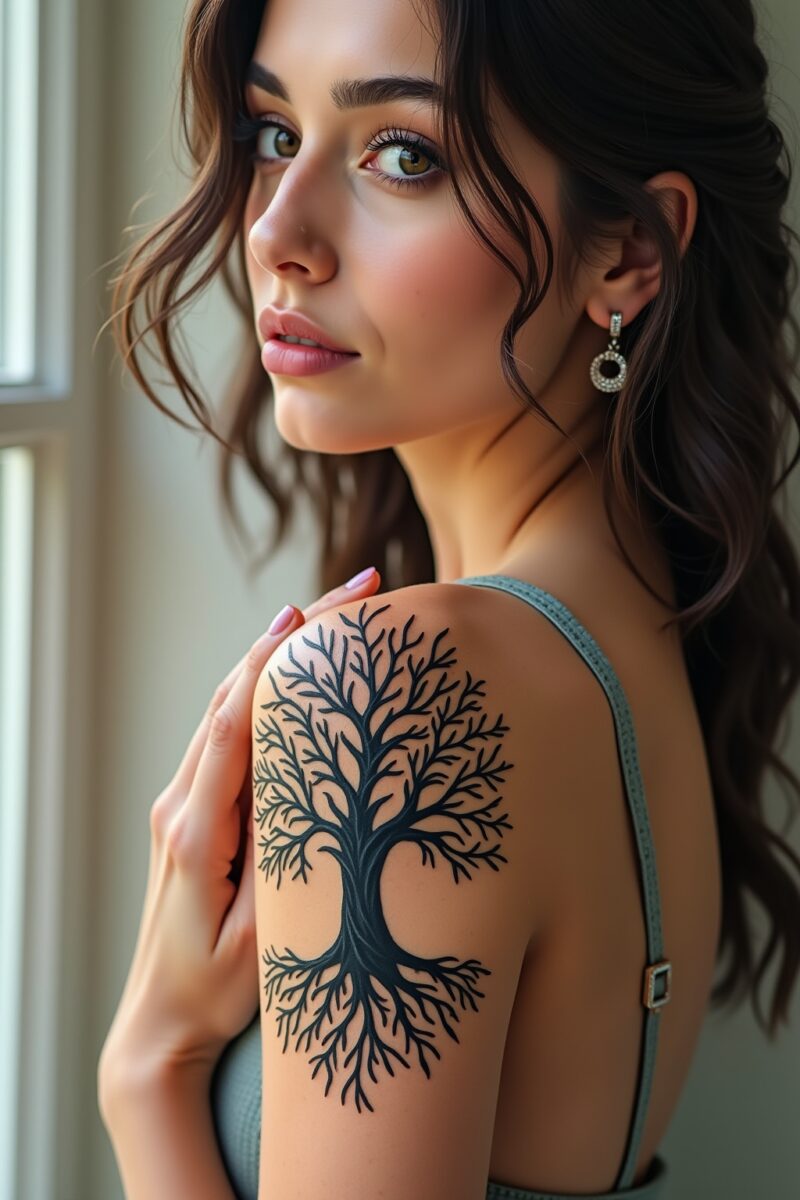 8 Tattoo Lebensbaum Frau Designs für innere Stärke 2 tattoo lebensbaum frau outline 2